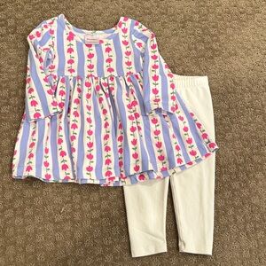 Hanna Andersson Tulip Dress Set - Pink, Blue, and White